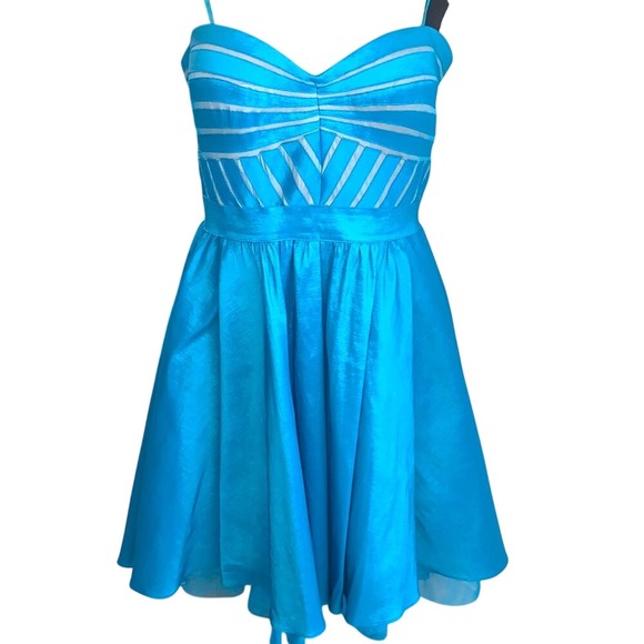 Aidan Mattox Dresses & Skirts - Aidan Mattox Turquoise Blue Pleated Sweetheart Fit and Flare Cocktail Dress 12